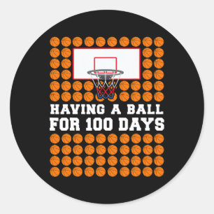 Tage der Schule Basketball 100 Tage Ballen Geschen Runder Aufkleber