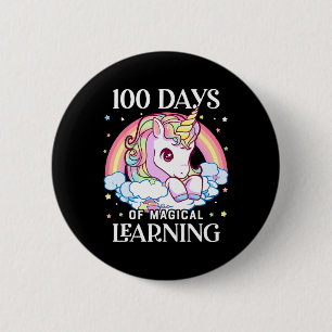 Tage der Schule Einhorn Mädchen Lehrer 100. Tag Button
