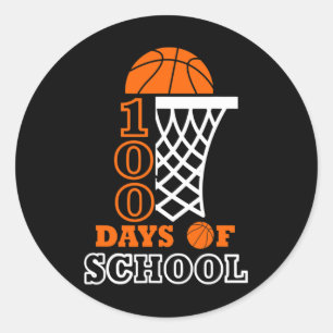 Tage der Schule Kinder Basketball 100. Schultag Runder Aufkleber