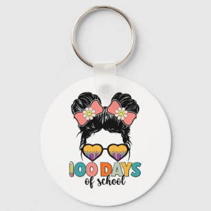 Tage der Schule Mädchen Messy Bun Hair 100th Day o Schlüsselanhänger