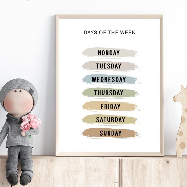 Tage-der-Woche-Chart in Erdtönen Poster (Von Creator hochgeladen)