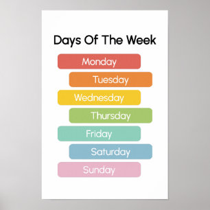 Tage der Woche lernen Poster