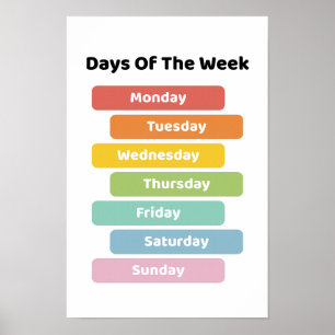 Tage der Woche lernen Poster