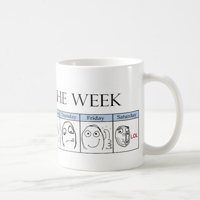 Tage der Woche Memes Kaffeetasse (Rechts)