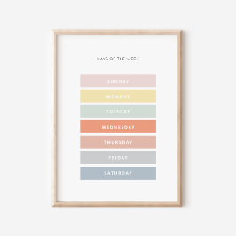 Tage der Woche Montessori Unterricht im Paradies f Poster