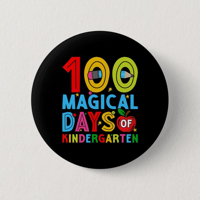 Tage des Kindergartens glücklich 100. Schultag Button (Vorderseite)