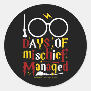 Tage des Mischief Managed Teacher Kid 100. Runder Aufkleber