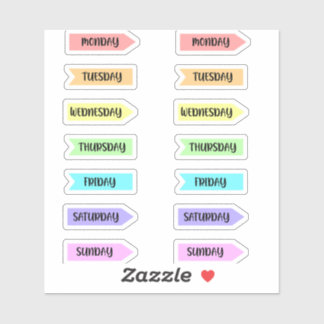 Tage des Week Pastel Rainbow-Planerskripts Aufkleber