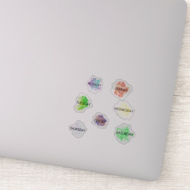 Tage des Week Planer Sticker Wasserfarbe (Detail)