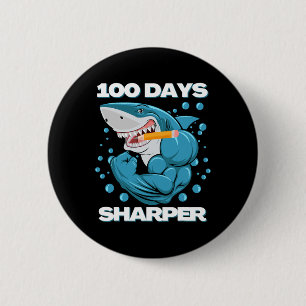 Tage Sharper Shark Spaß 100 Tage der Schule Button