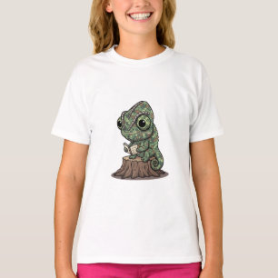Tagebuch führendes Chamäleon-Kind in Tarnung T-Shirt
