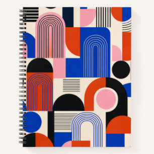 Tagebuch mit fettem retro-geometrischem Bogenmuste