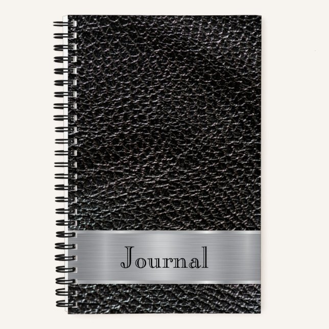 Tagebuch mit schwarzem Lederlook (Vorderseite)