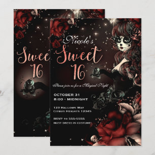 Tages der toten Mädchen schwarze rote Sweet 16-Par Einladung