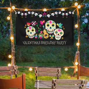 Tages der Toten Zucker Schädel Personalisierte Ban Banner