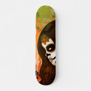 Tages-des-Toten-Mädchen-Gesichts-Kunst Skateboard
