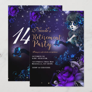 Tages des toten Mädchens Lila Blaue Abschiedsparty Einladung