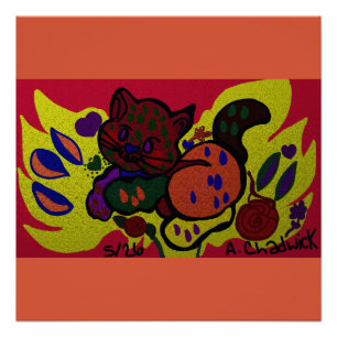 Tagesablauf von Happy der Katze Poster