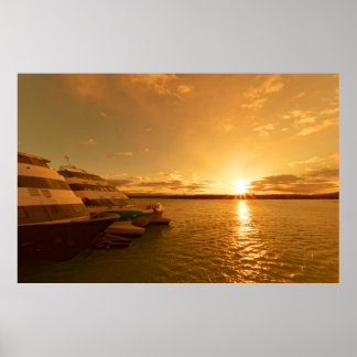 Tagesanbruch am Lago Argentino in Patagonien Poster