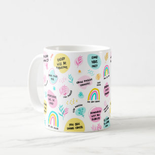 Tagesdosis Positivität - Farbige Zitate Kaffeetasse