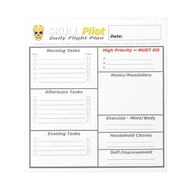 Tagesflugplaner - SkullPilot-Tagesflugplan Notizblock (Vorderseite)
