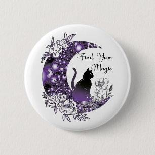 Tagesgrafik Mystische Himmels-Schwarze Katze Mond Button