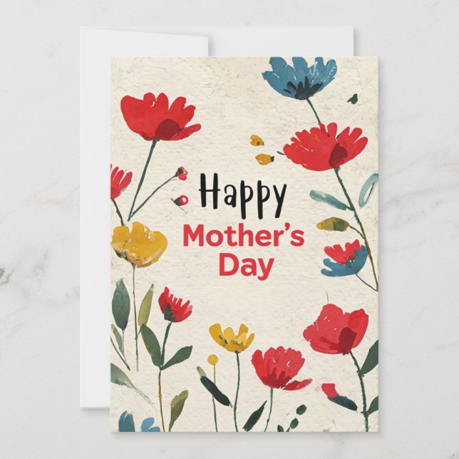 Tageskarte für handdruckte festliche Mütter Einladung (Vorderseite)