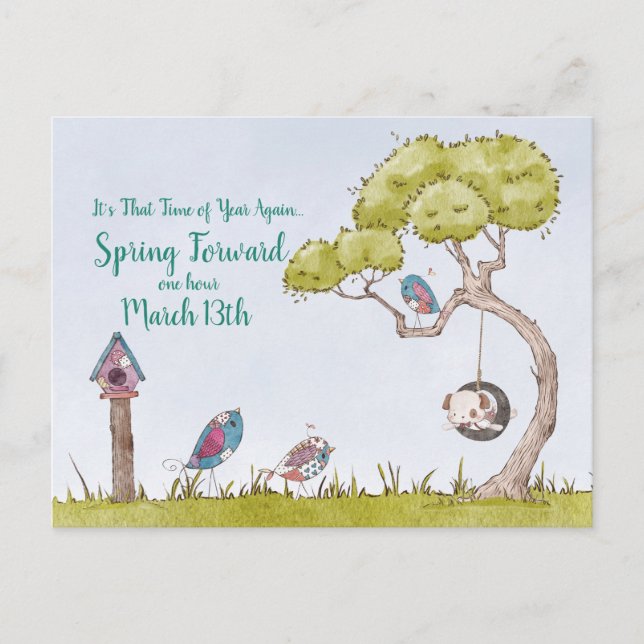 Tageslicht spart Zeit, ändert Spaß Postkarte (Vorderseite)