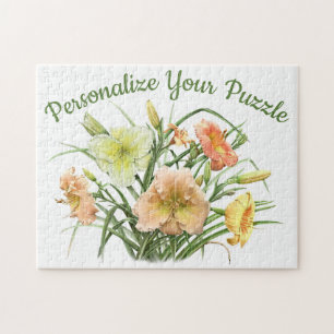 Tageslilie Florale Botanische Kunst Personalisiert Puzzle