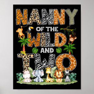 Tagesmutter der Wildnis und zwei Zoo-Safari-Dschun Poster