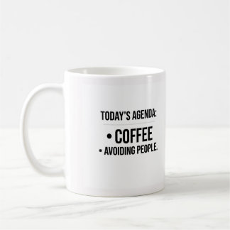 Tagesordnung Kaffee und Menschen meiden Tasse