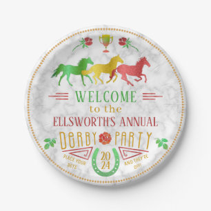 TagesParty-bunter Marmor Pferdelaufensderby Pappteller