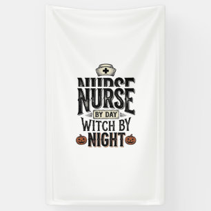 Tagespflegekraft, Hexe bei Nacht Halloween-Shirt-D Banner