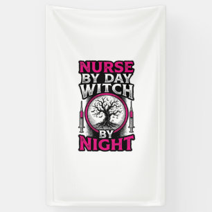 Tagespflegekraft, Hexe bei Nacht Halloween-Shirt-D Banner