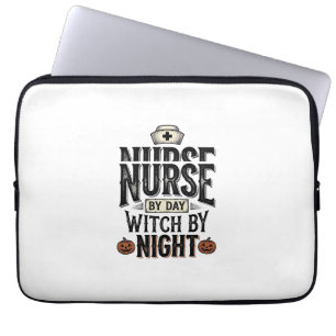 Tagespflegekraft, Hexe bei Nacht Halloween-Shirt-D Laptopschutzhülle