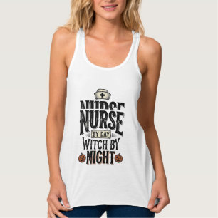 Tagespflegekraft, Hexe bei Nacht Halloween-Shirt-D Tank Top