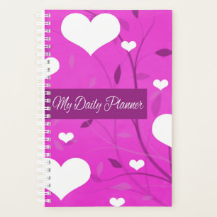 Tagesplaner für weiße Herzchen Violet Floral Planer