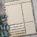 Tagesplaner Leopard Druck, um Notizen zu machen Ma Notizblock<br><div class="desc">Personalisierter Tagesplaner in cremefarbenem Leopardendruck mit Sektionen für Ihre Aufgabenliste,  Notizen,  Mahlzeiten und Termine oder Erinnerungen. Dieses abreißende Notizblock wird auf jeder Seite gedruckt,  um Sie für 40 Tage zu halten.</div>