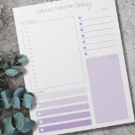 Tagesplaner Lilac Zeitplan Notizen und zu führen L Notizblock<br><div class="desc">Personalisierter Tagesplaner in lilac mit Abschnitten für Ihren Zeitplan,  Erinnerungen,  um Liste und Notizen zu machen. Dieses abreißende Notizblock wird auf jeder Seite gedruckt,  um Sie für 40 Tage zu halten.</div>
