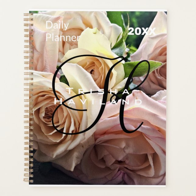 Tagesplaner mit Monogram - Tea Rose Planer (Vorderseite)