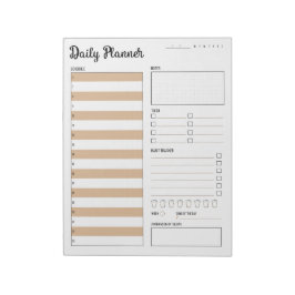 Tagesplaner mit Montag Start (Beige) 8,5 x 11" Notizblock