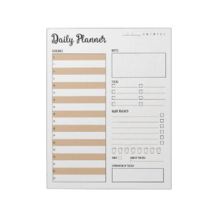 Tagesplaner mit Sonntagsstart (Beige) 8,5 x 11" Notizblock