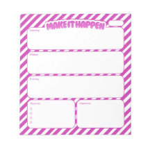 Tagesplaner Notizblock 'Make It Happen' mit rosa S