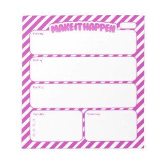 Tagesplaner Notizblock 'Make It Happen' mit rosa S