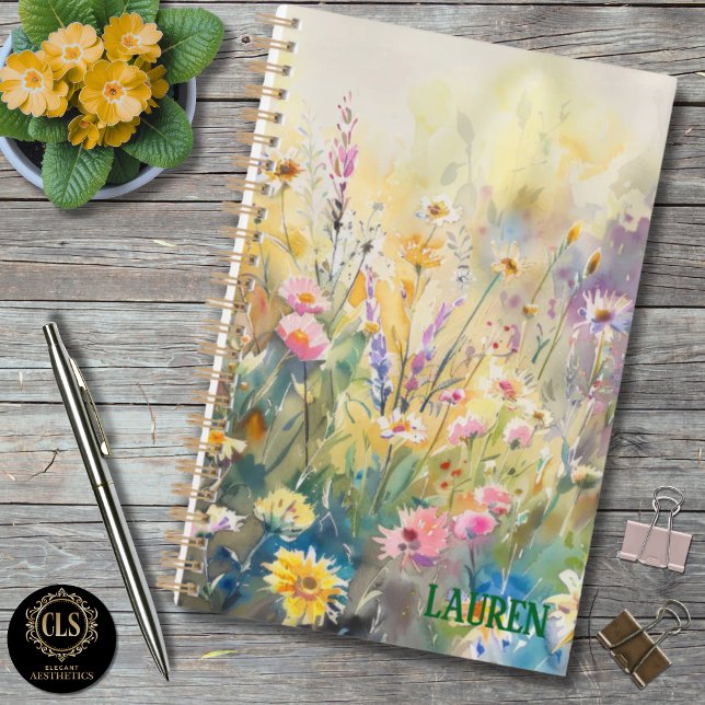 Tagesplaner – Personalisierte Wasserfarbe Wildblum Planer (Daily Planner – Watercolor Wildflower Personalized Name)