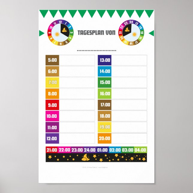 Tagesplaner tägliche Routinen für Kinder ab 4 Poster (Vorne)
