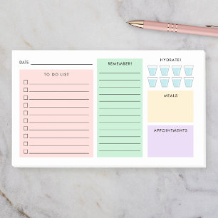 Tagesplaner - To-Do-Liste - Hydratation - Pastell Post-it Klebezettel