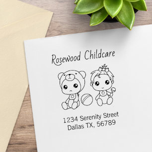 Tagesstätte Baby Girl Bear Adresse 3 Gummistempel