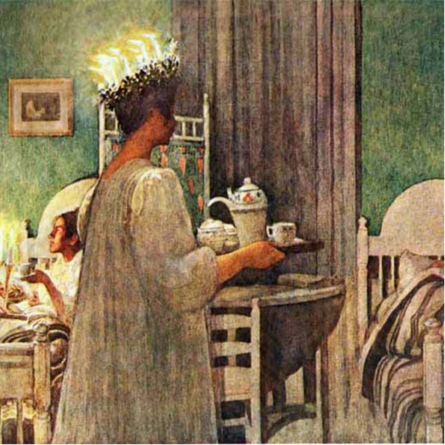 Tagesweihnachten Carl Larssons St Lucia in Fotoskulptur Magnet (Vorne)