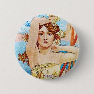 Tageszeit, Alphonse Mucha Button